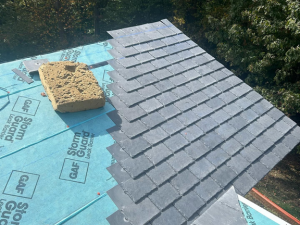 Close-up of quality Davinci shingles used by ABM Roofing in Greensboro.